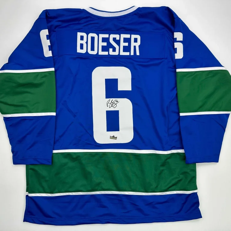 Facsimile Autographed Brock Boeser Vancouver Blue Reprint Jersey Size Men's XL