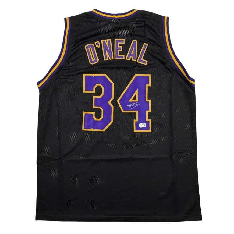 Autographed/Signed SHAQUILLE SHAQ O'NEAL Los Angeles Black Jersey JSA COA Auto