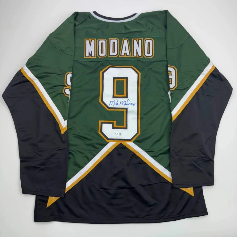 Autographed/Signed Mike Modano 99 Cup Dallas Dark Green Jersey Beckett BAS COA