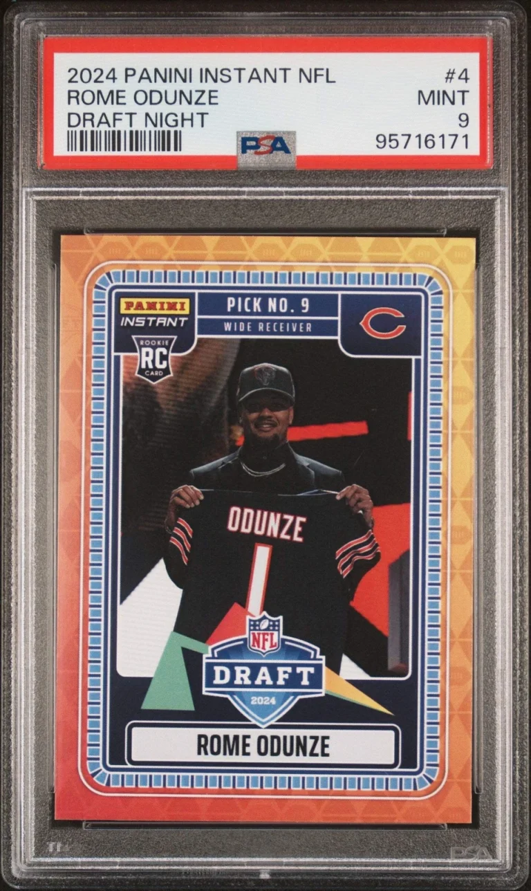 Graded 2024 Panini Instant Rome Odunze #4 Draft Night Rookie Football Card PSA 9