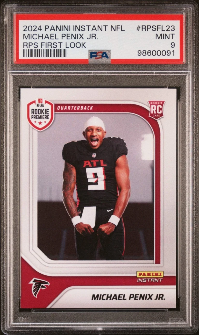 Graded 2024 Panini Instant NFL Michael Penix Jr #RPSFL23 RC Football Card PSA 9