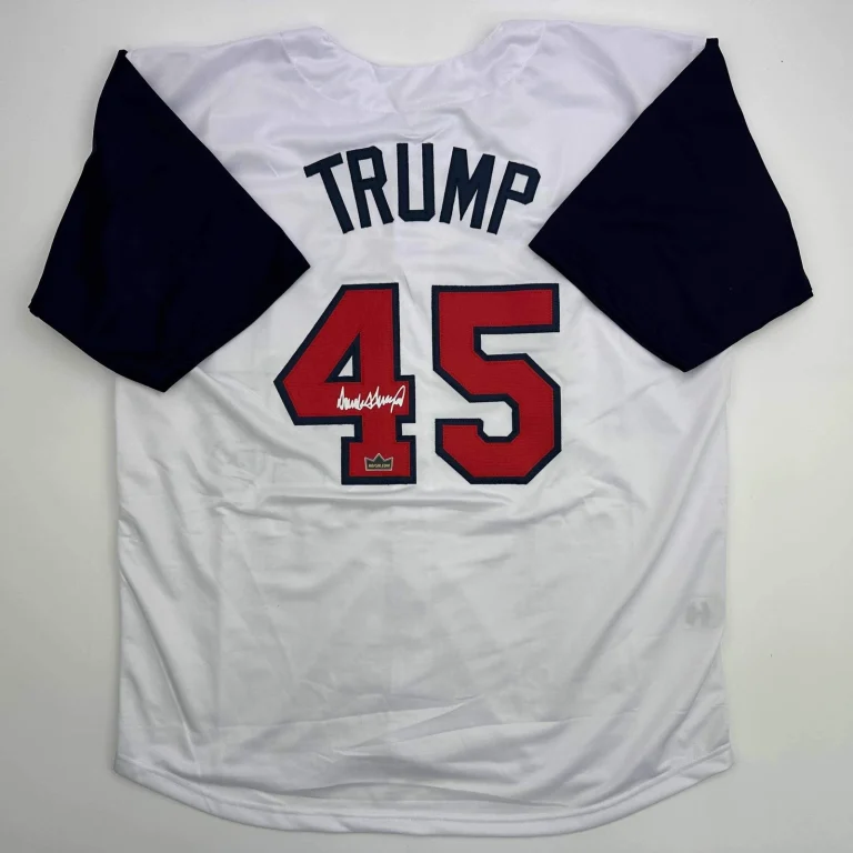 Facsimile Autographed Donald Trump #45 United States USA White Jersey Men's XL