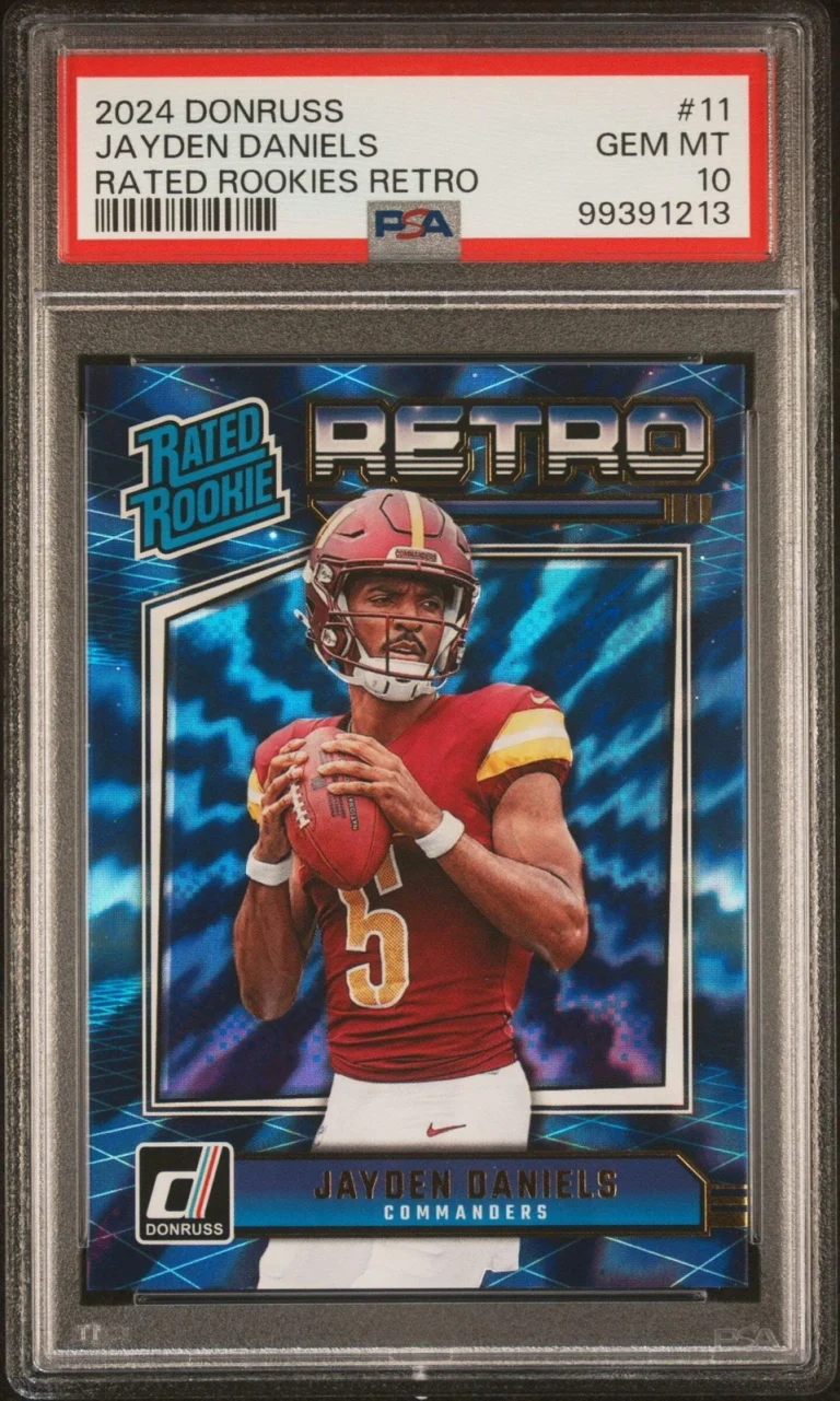 Graded 2024 Donruss Jayden Daniels #11 Rated Rookies Retro Football Card PSA 10
