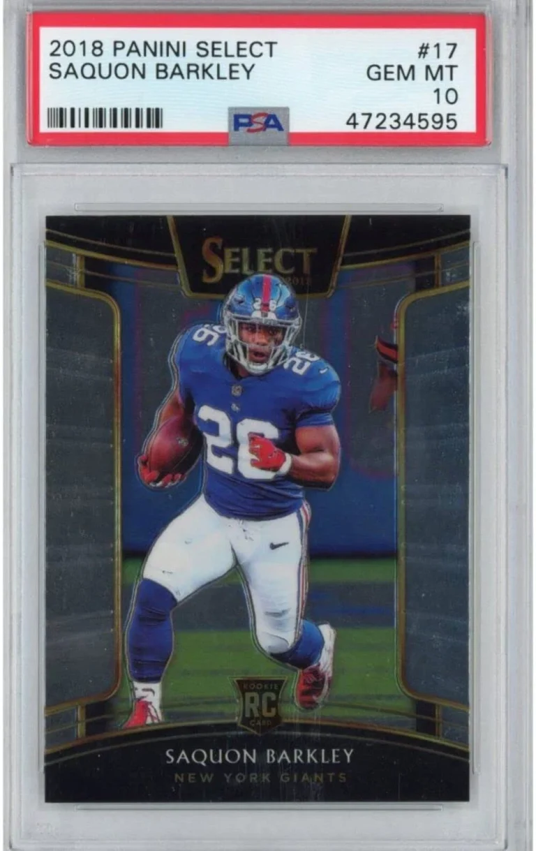 Graded 2018 Panini Select SAQUON BARKLEY #17 Rookie RC Football Card PSA 10 Mint