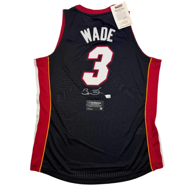 Autographed/Signed Dwyane Wade Heat Black M&N Authentic Jersey Fanatics COA