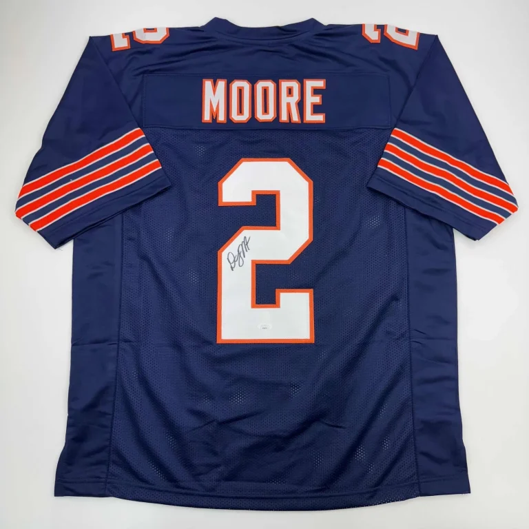 Autographed/Signed D.J. DJ Moore Chicago Retro Blue Jersey Beckett JSA COA