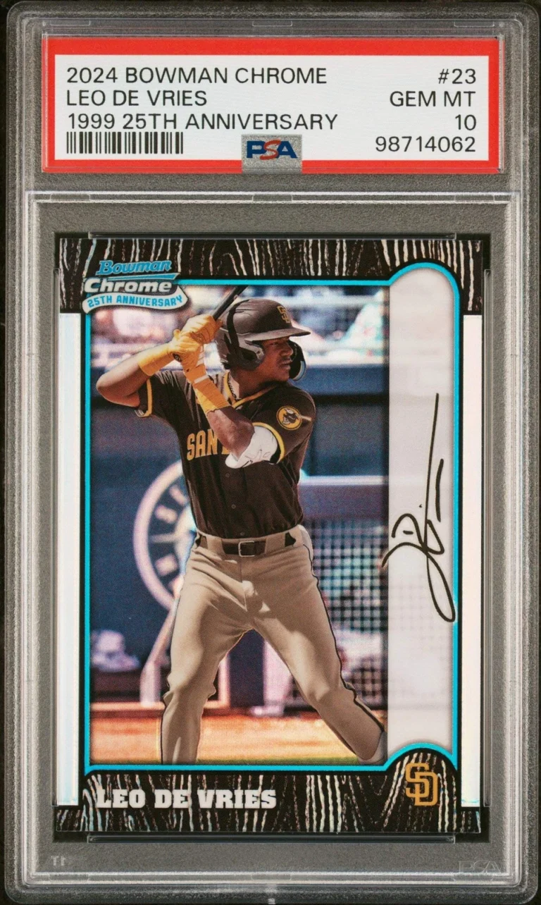 Graded 2024 Bowman Chrome Leo De Vries #23 1999 Rookie RC Baseball Card PSA 10