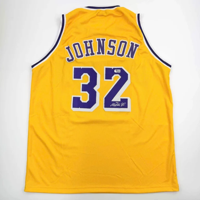 Autographed/Signed Earvin Magic Johnson Los Angeles LA Yellow Jersey BAS COA