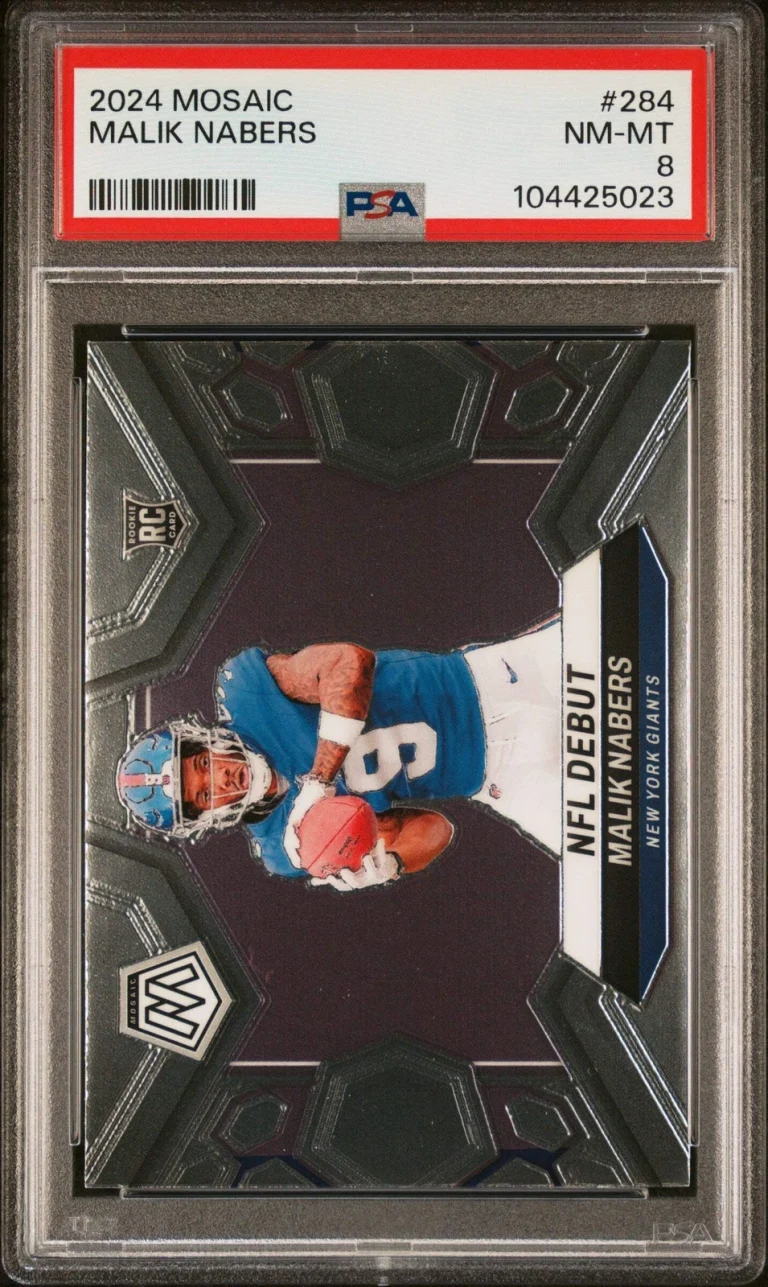 Graded 2024 Panini Mosaic Malik Nabers #284 Rookie RC Football Card PSA 8