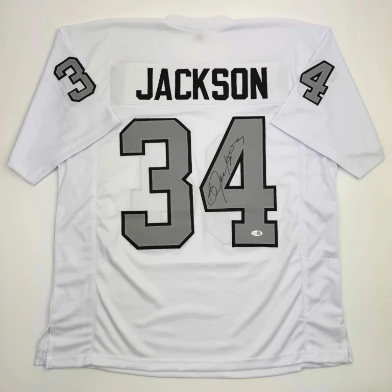 Autographed/Signed Bo Jackson Oakland White Color Rush Football Jersey JSA COA
