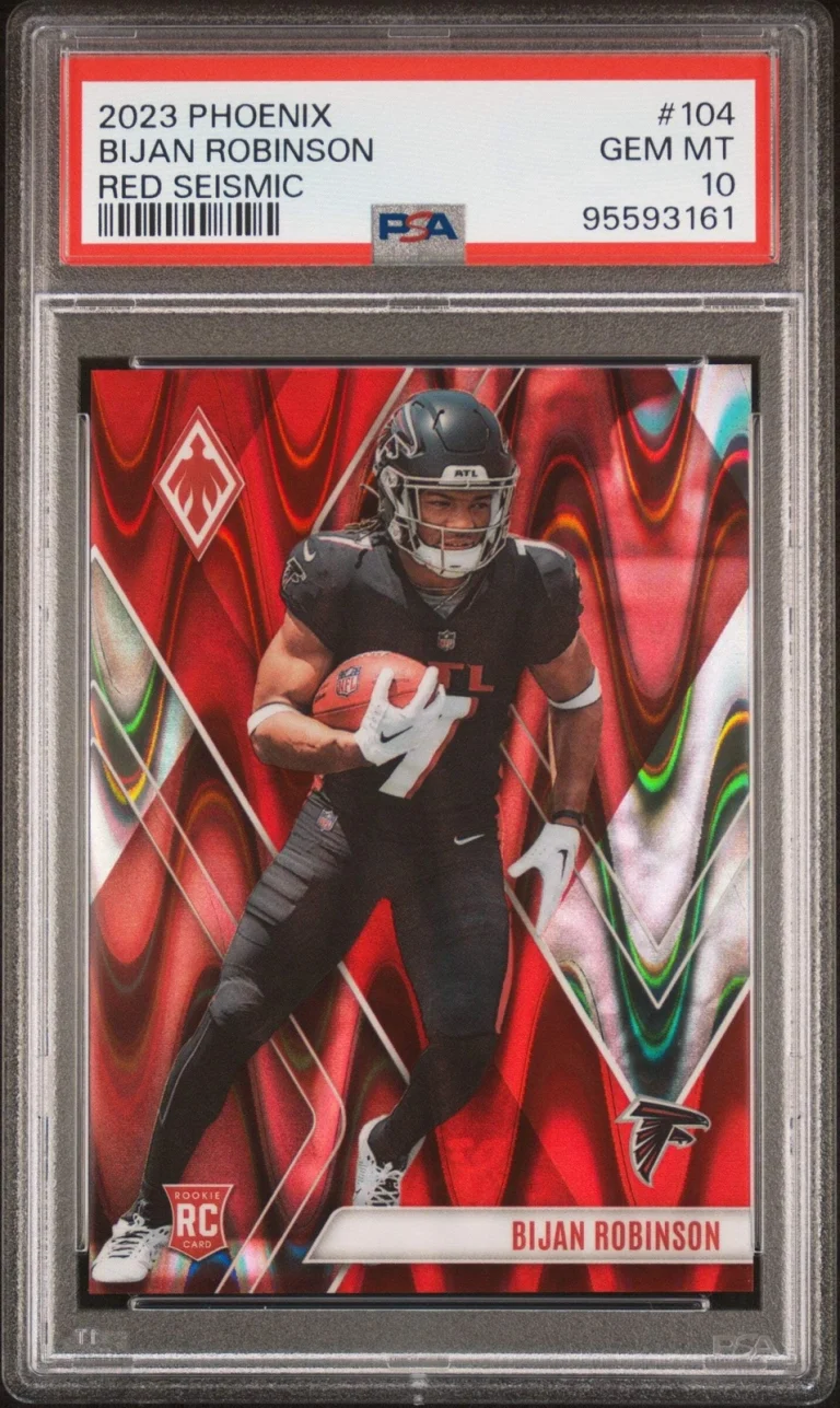 Graded 2023 Panini Phoenix Bijan Robinson #104 Red /199 RC Football Card PSA 10