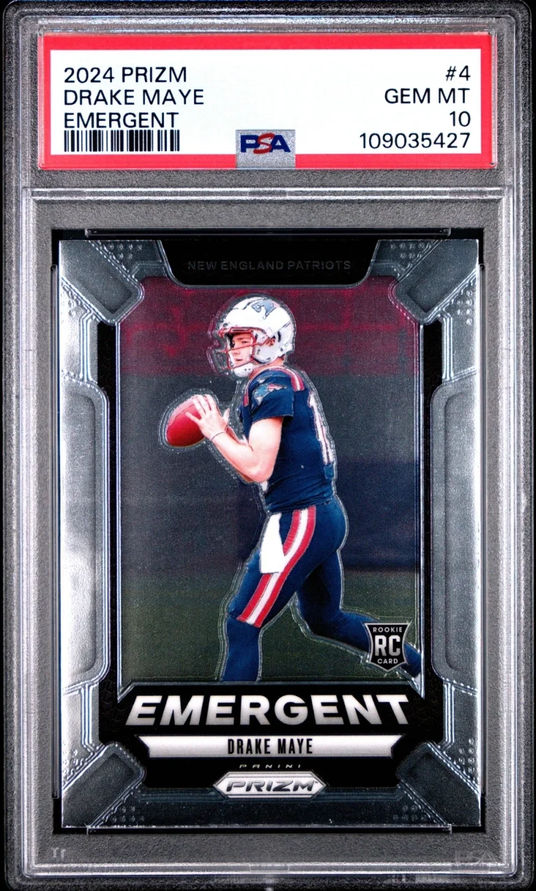 Graded 2024 Panini Prizm Drake Maye #4 Emergent Rookie RC Football Card PSA 10