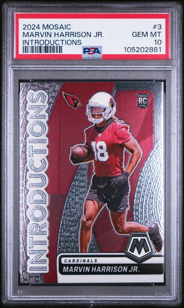 Graded 2024 Panini Mosaic Marvin Harrison Jr #3 Intros RC Football Card PSA 10