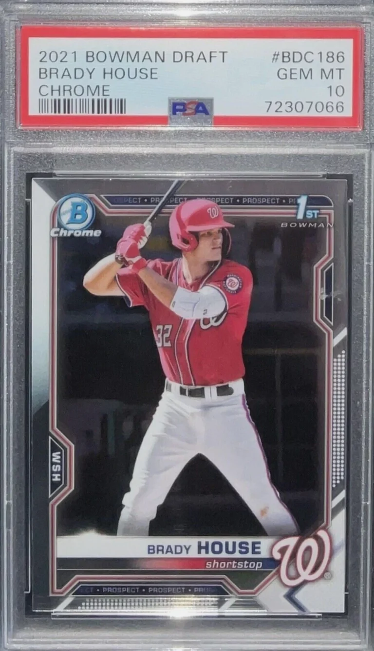 Graded 2021 Bowman Draft Brady House #BDC186 Chrome Rookie Baseball Card PSA 10