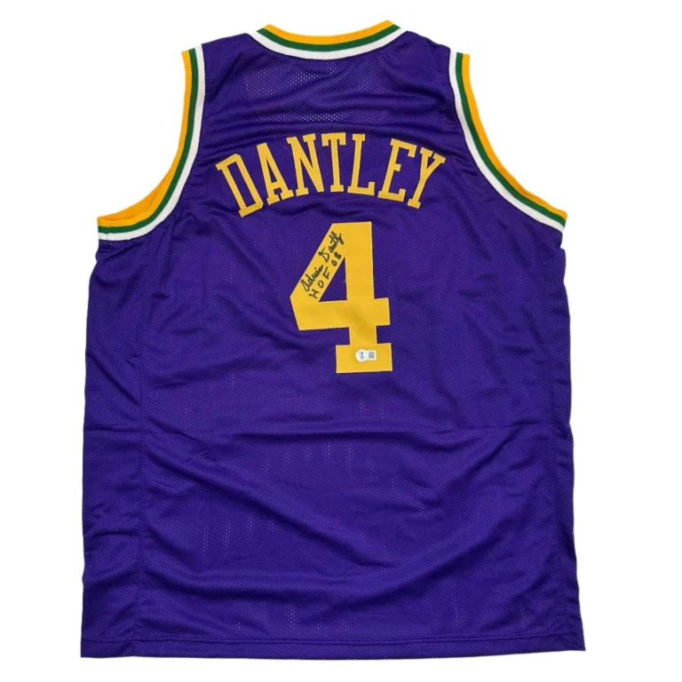 Autographed/Signed Adrian Dantley HOF 2008 Utah Purple Jersey Beckett BAS COA