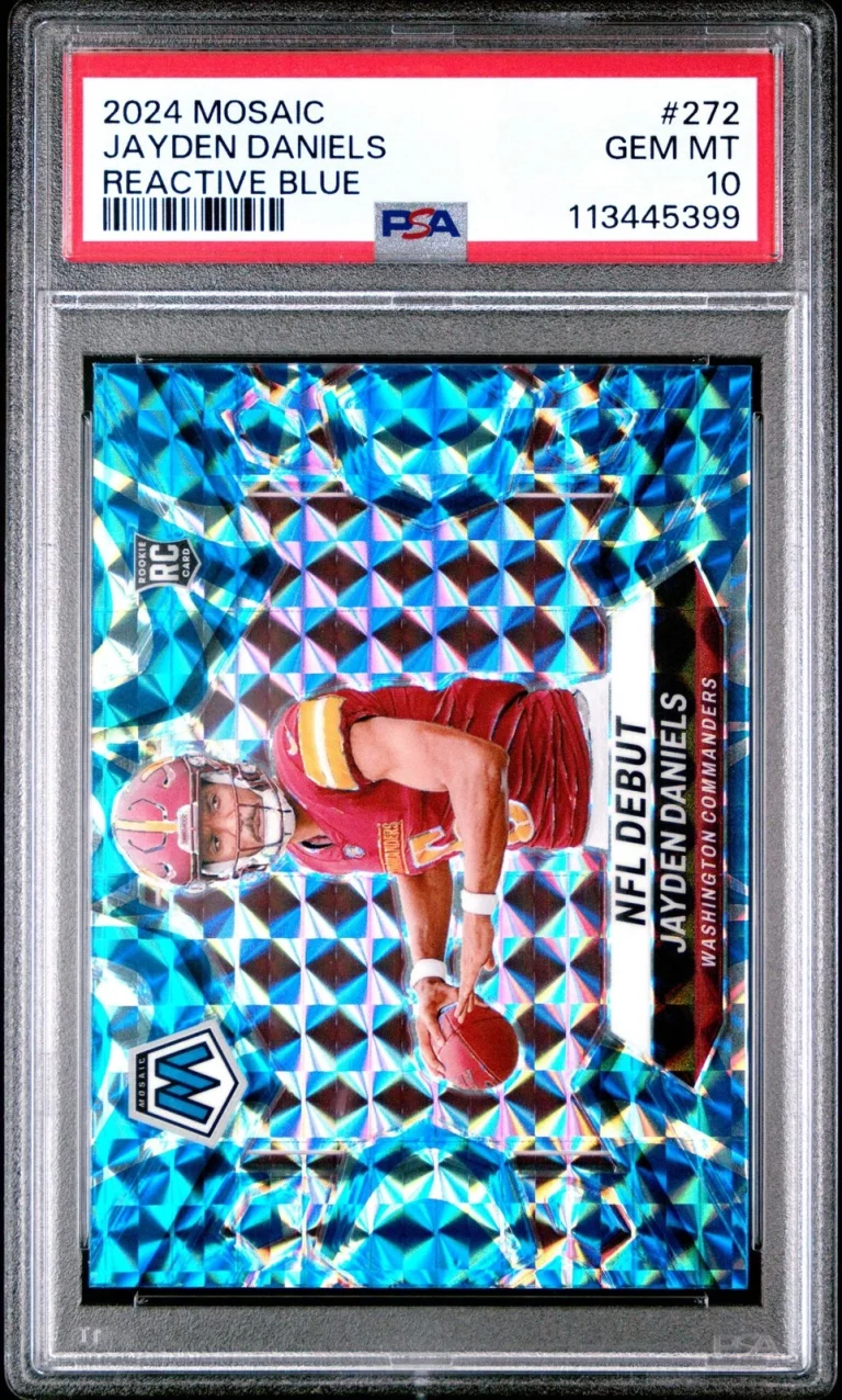 Graded 2024 Mosaic Jayden Daniels #272 Reactive Blue RC Football Card PSA 10