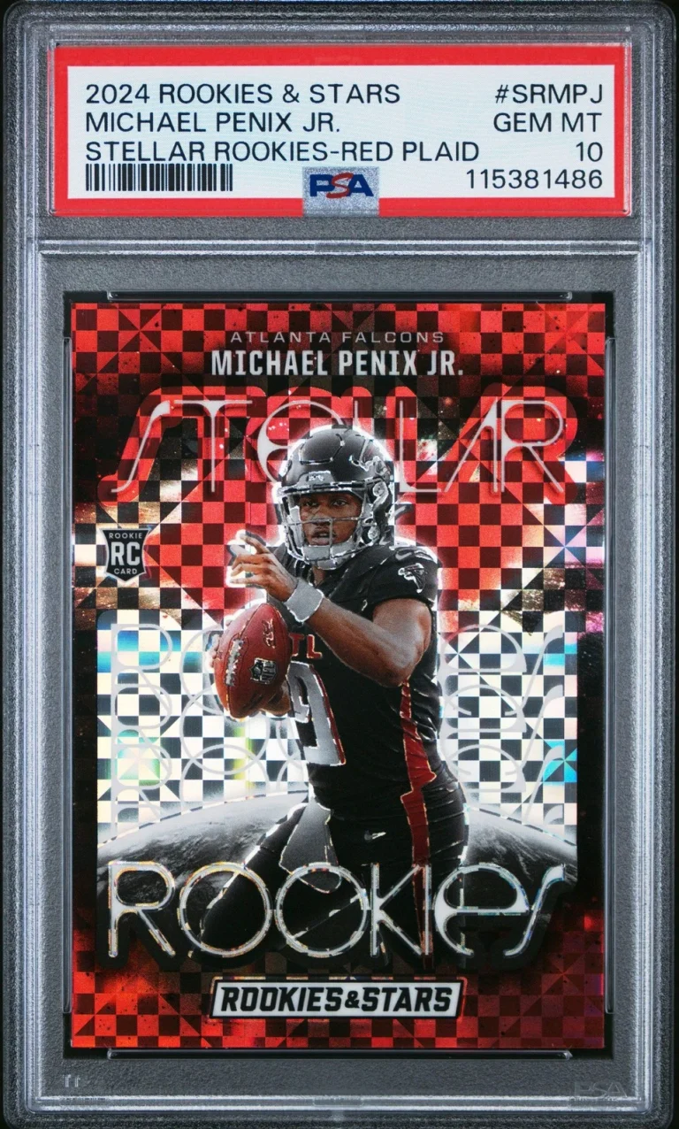 Graded 2024 Panini R&S Michael Penix Jr #SRMPJ Red Plaid RC Football Card PSA 10
