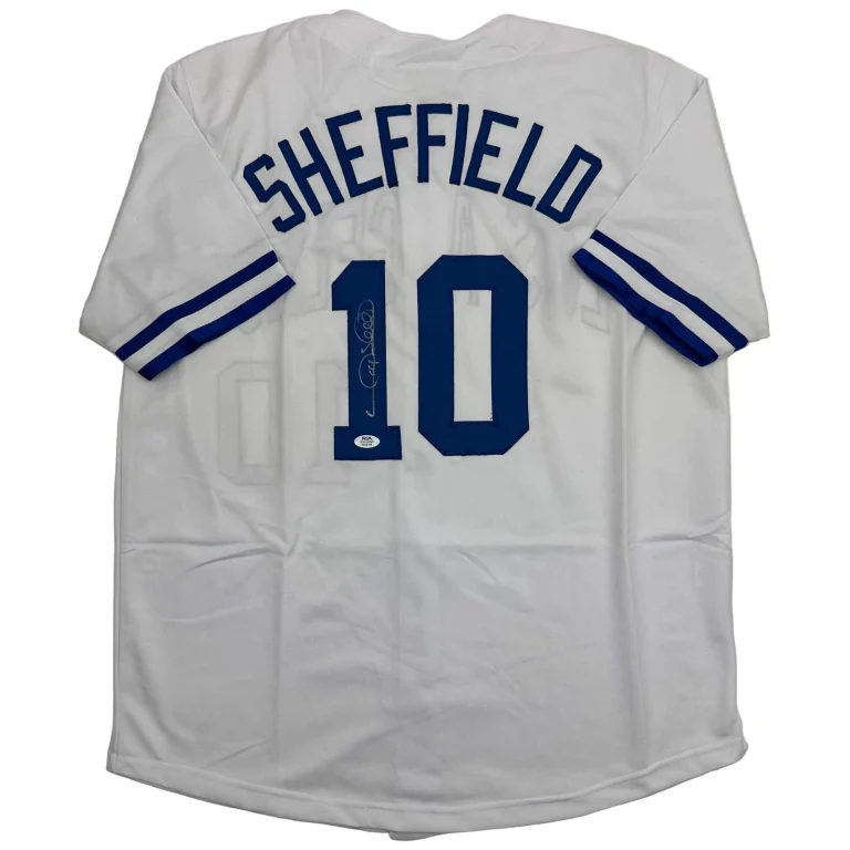 Autographed/Signed Gary Sheffield Los Angeles White Baseball Jersey PSA/DNA COA
