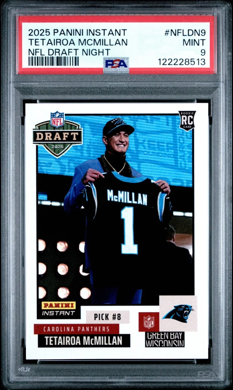 Graded 2025 Panini Tetairoa McMillan #NFLDN9 Draft Night RC Football Card PSA 9