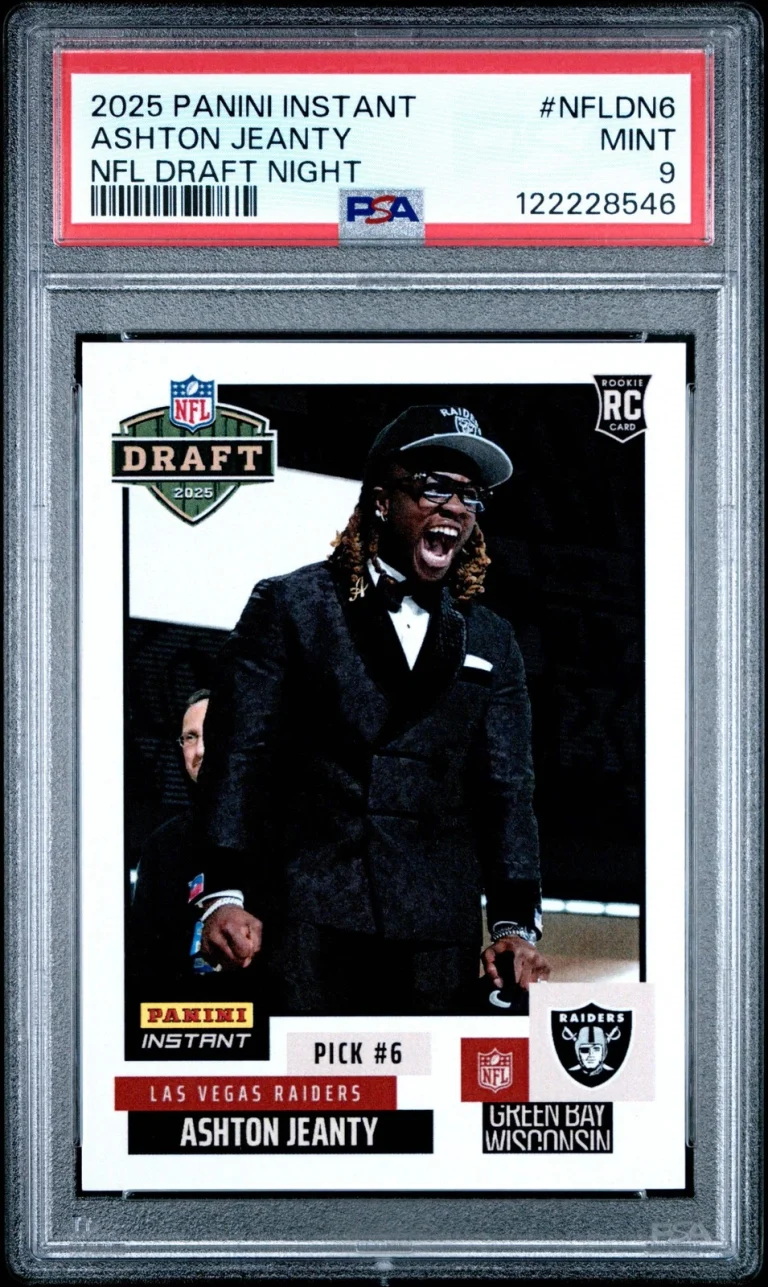 Graded 2025 Panini Ashton Jeanty #NFLDN6 NFL Draft Night RC Football Card PSA 9
