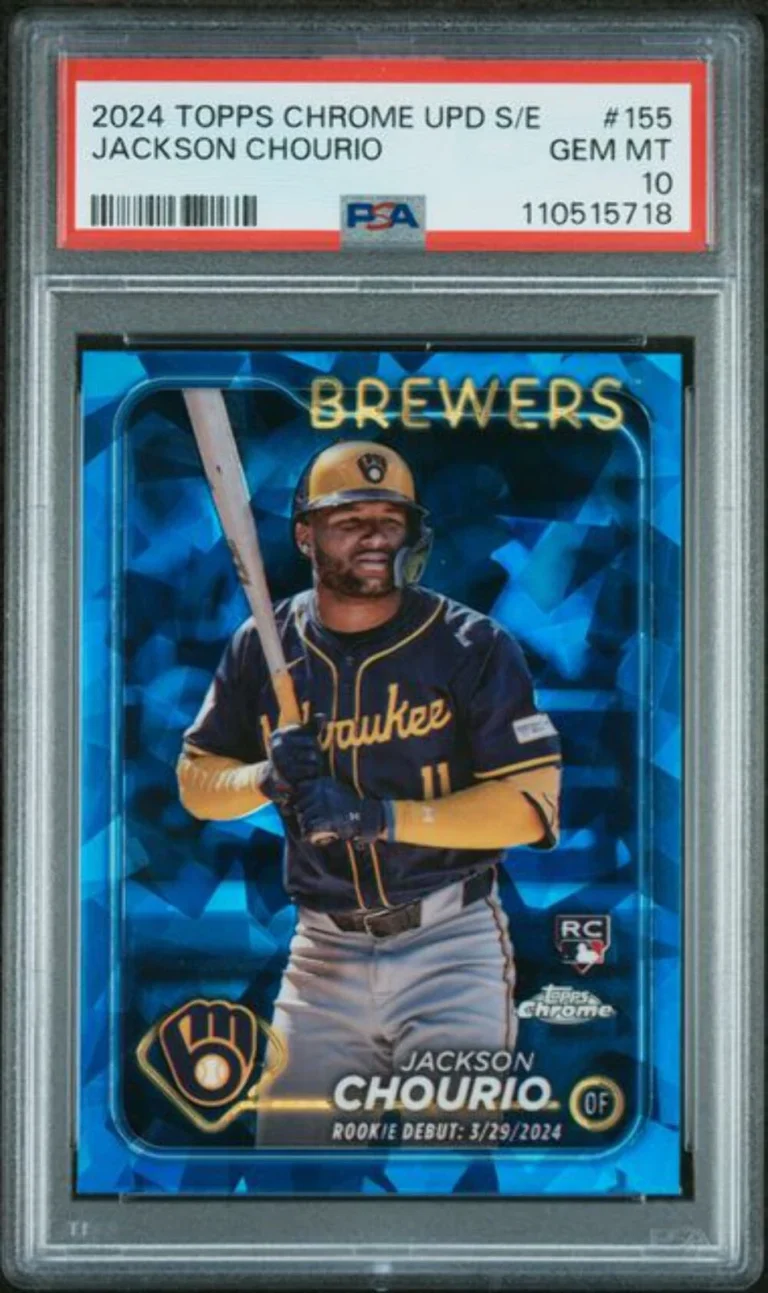 Graded 2024 Topps Chrome Update Sapphire Jackson Chourio #155 Rookie Card PSA 10