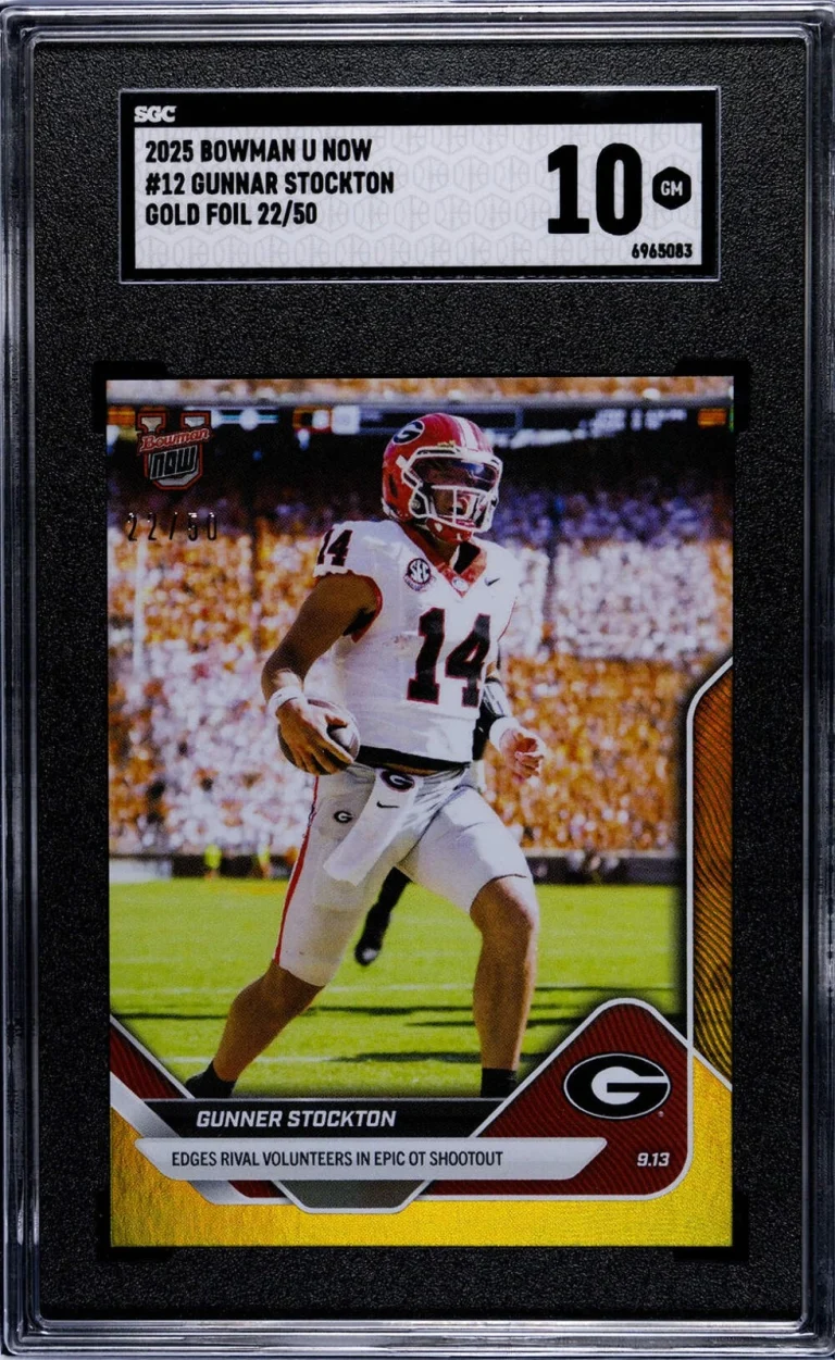 Graded 2025 Bowman U Now Gunner Stockton #12 Gold Foil /50 Rookie Card SGC 10