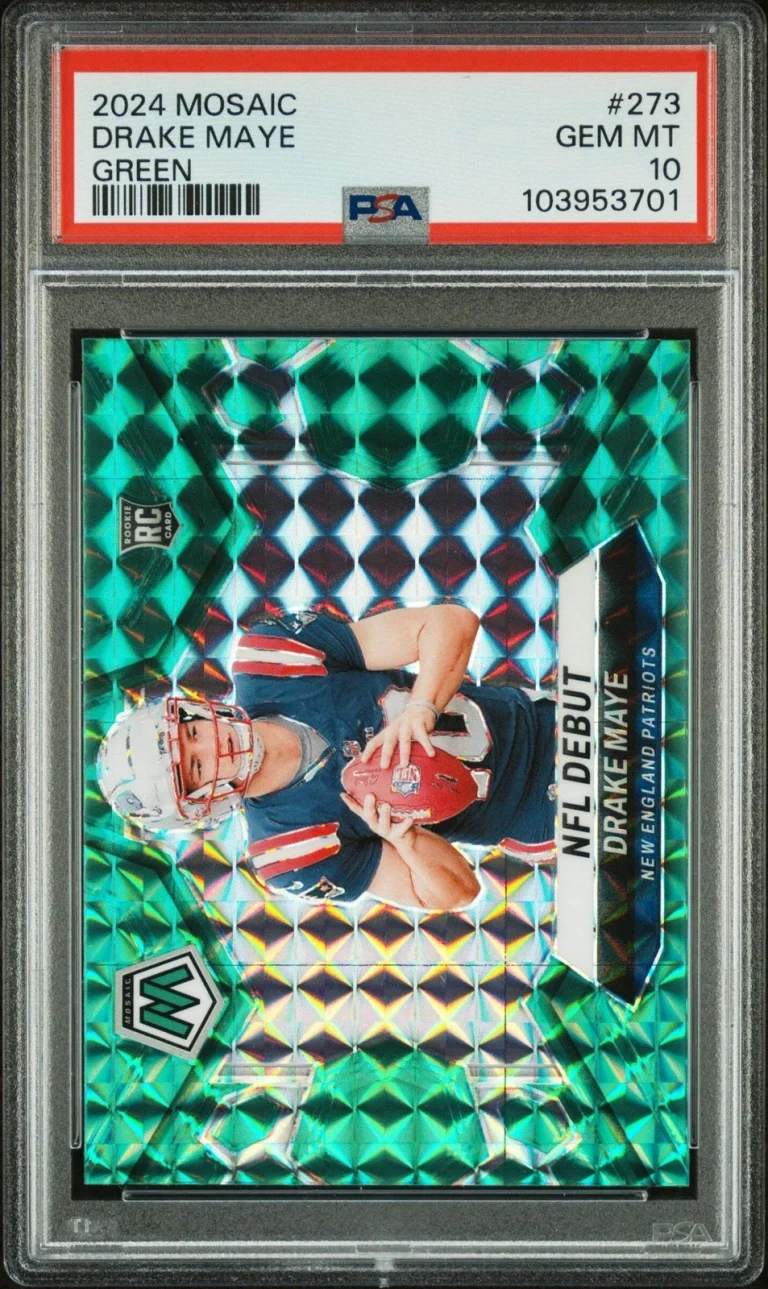 Graded 2024 Panini Mosaic Drake Maye #273 Green Rookie RC Card PSA 10 Gem Mint