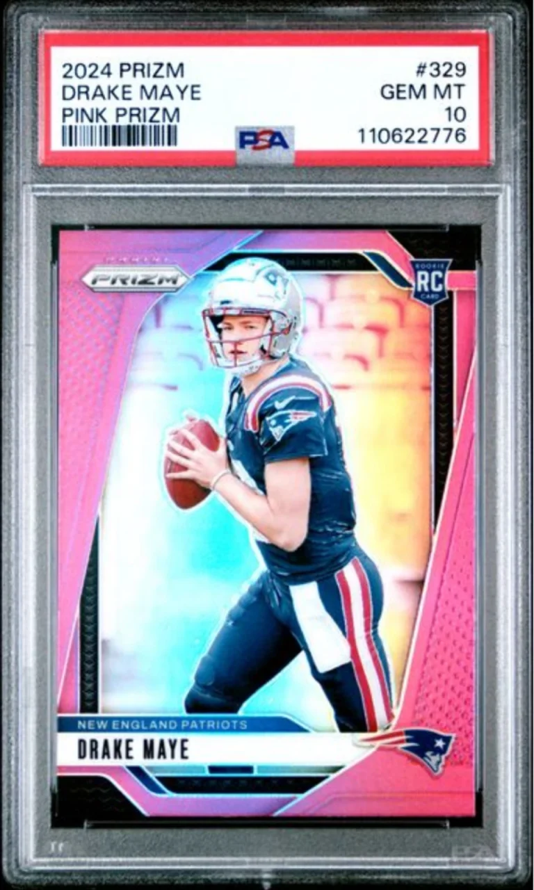 Graded 2024 Panini Prizm Drake Maye #329 Pink Prizm Rookie RC Card PSA 10 Mint