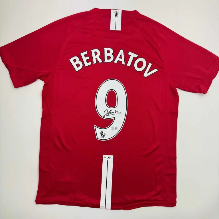 Autographed/Signed DImitar Berbatov Manchester United Red Jersey Beckett BAS COA