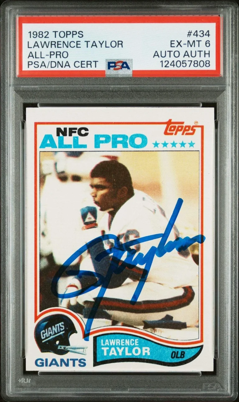 Graded 1982 Topps Lawrence Taylor #434 Rookie Signed Card PSA 6 Card Auto AUTH