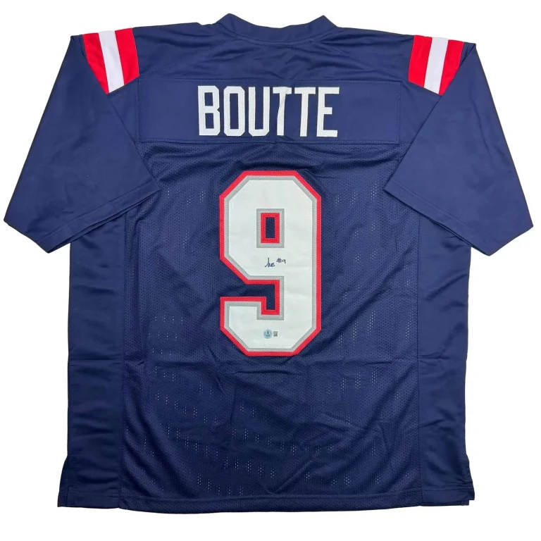 Autographed/Signed Kayshon Boutte New England Blue Jersey Beckett BAS COA