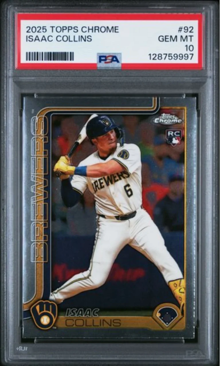 Graded 2025 Topps Chrome Isaac Collins #92 Rookie RC Baseball Card PSA 10 Mint