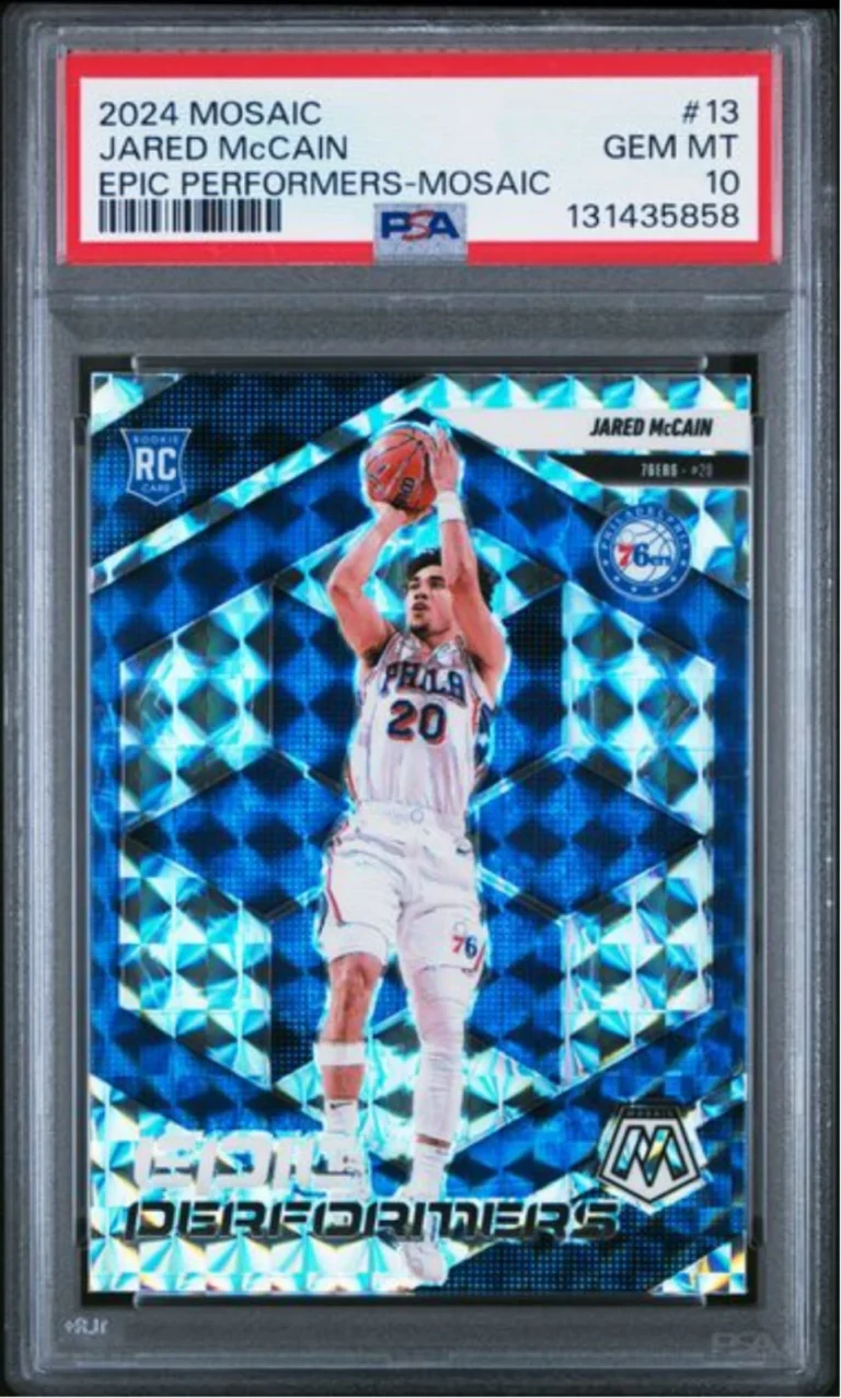Graded 2024 Panini Mosaic Jared McCain #13 Performers Mosaic Rookie Card PSA 10