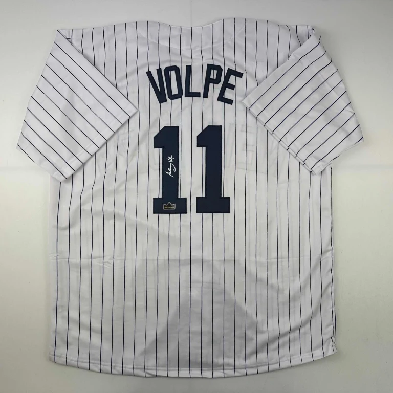 Facsimile Autographed Anthony Volpe New York Pinstripe Reprint Jersey Men's XL