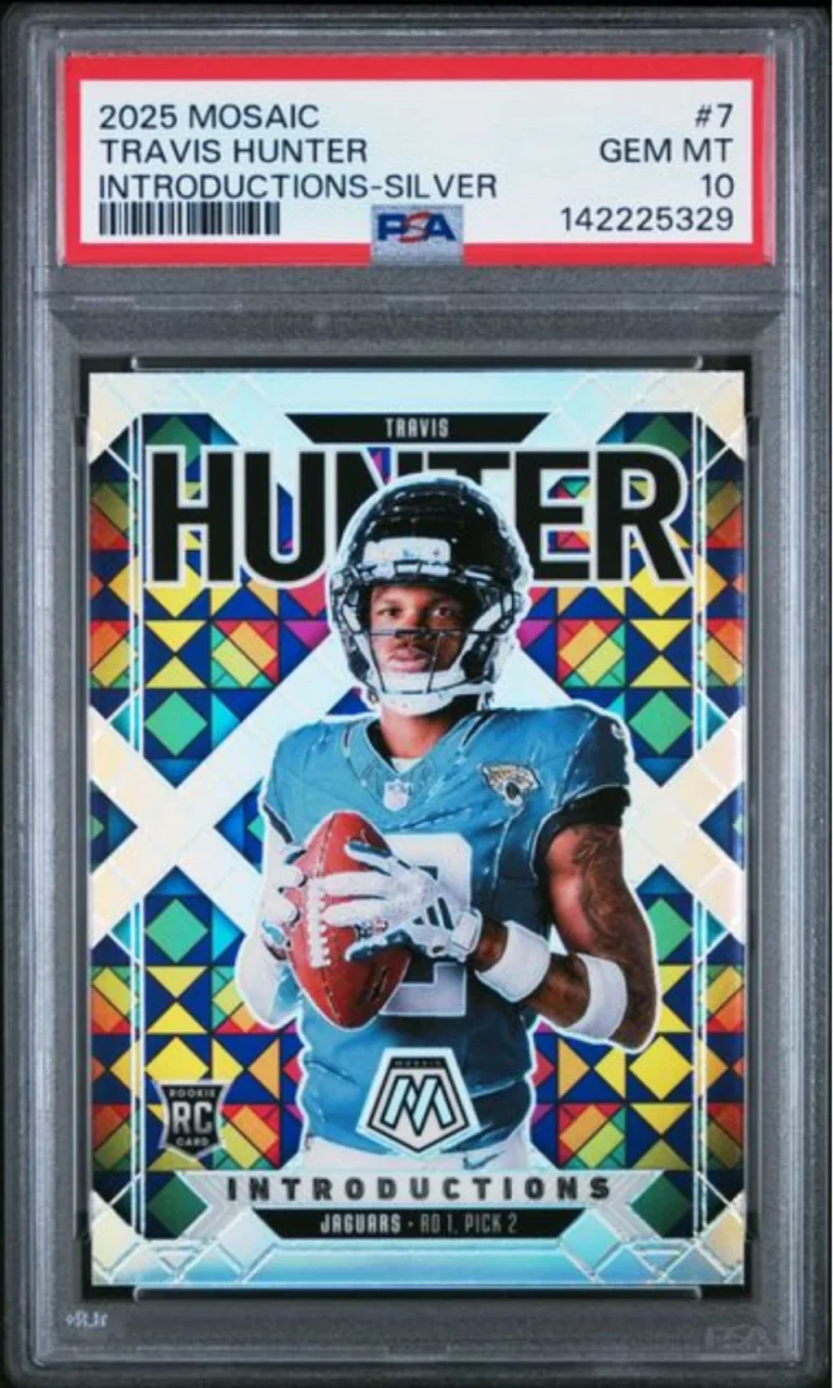 Graded 2025 Mosaic Travis Hunter #7 Introductions Silver RC Football Card PSA 10