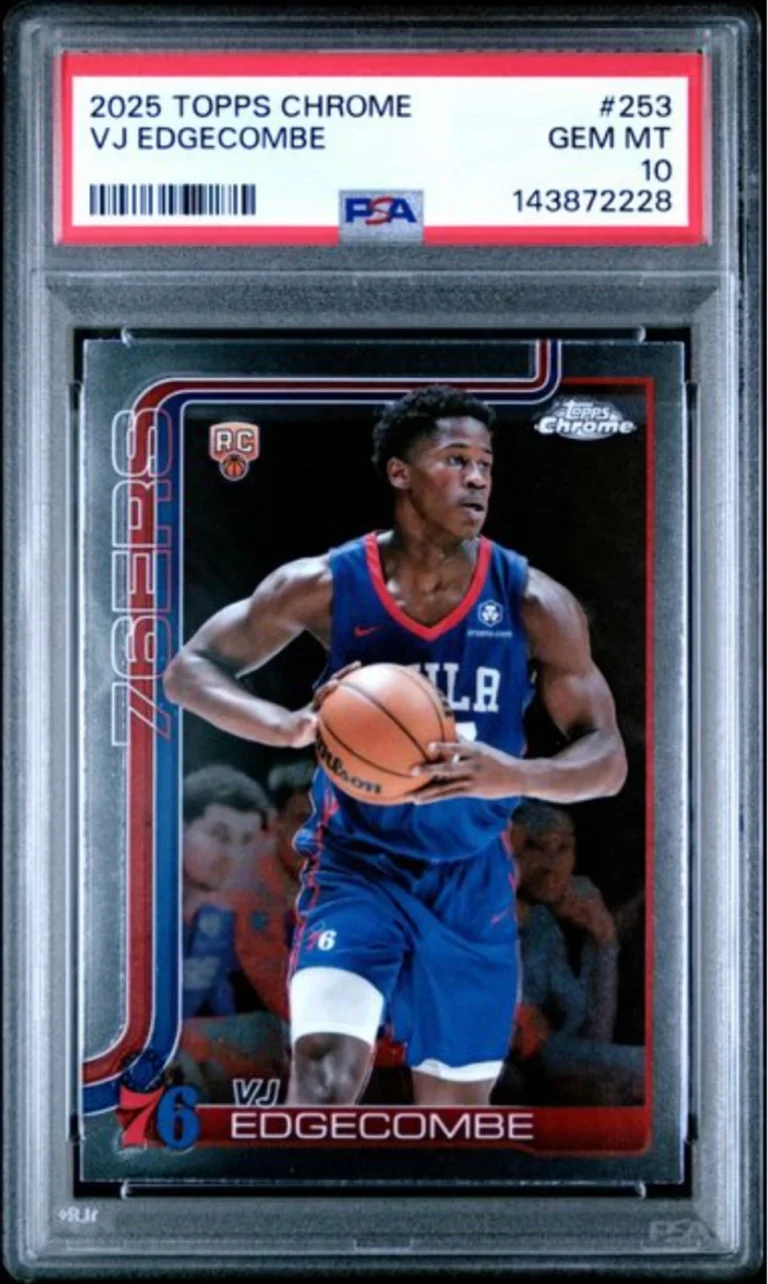 Graded 2025 Topps Chrome VJ Edgecombe #253 Rookie RC Basketball Card PSA 10