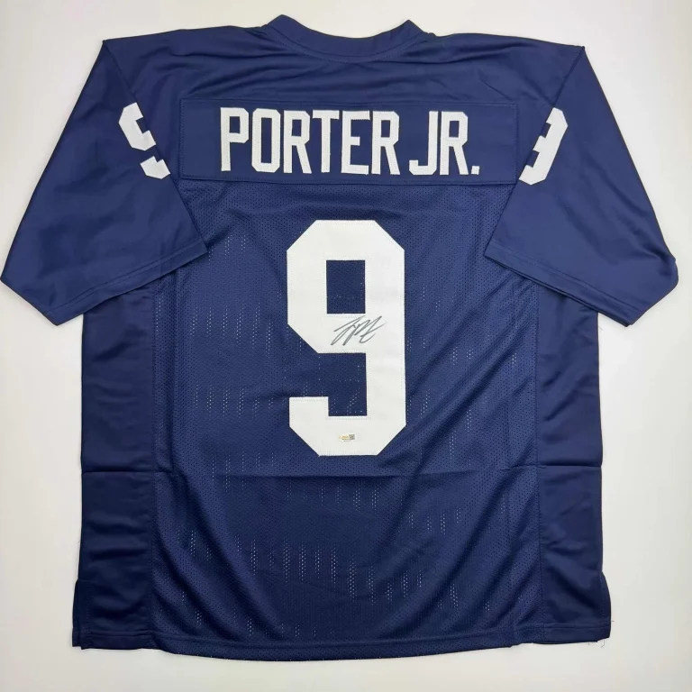 Autographed/Signed Joey Porter Jr Penn State Blue College Jersey Beckett BAS COA