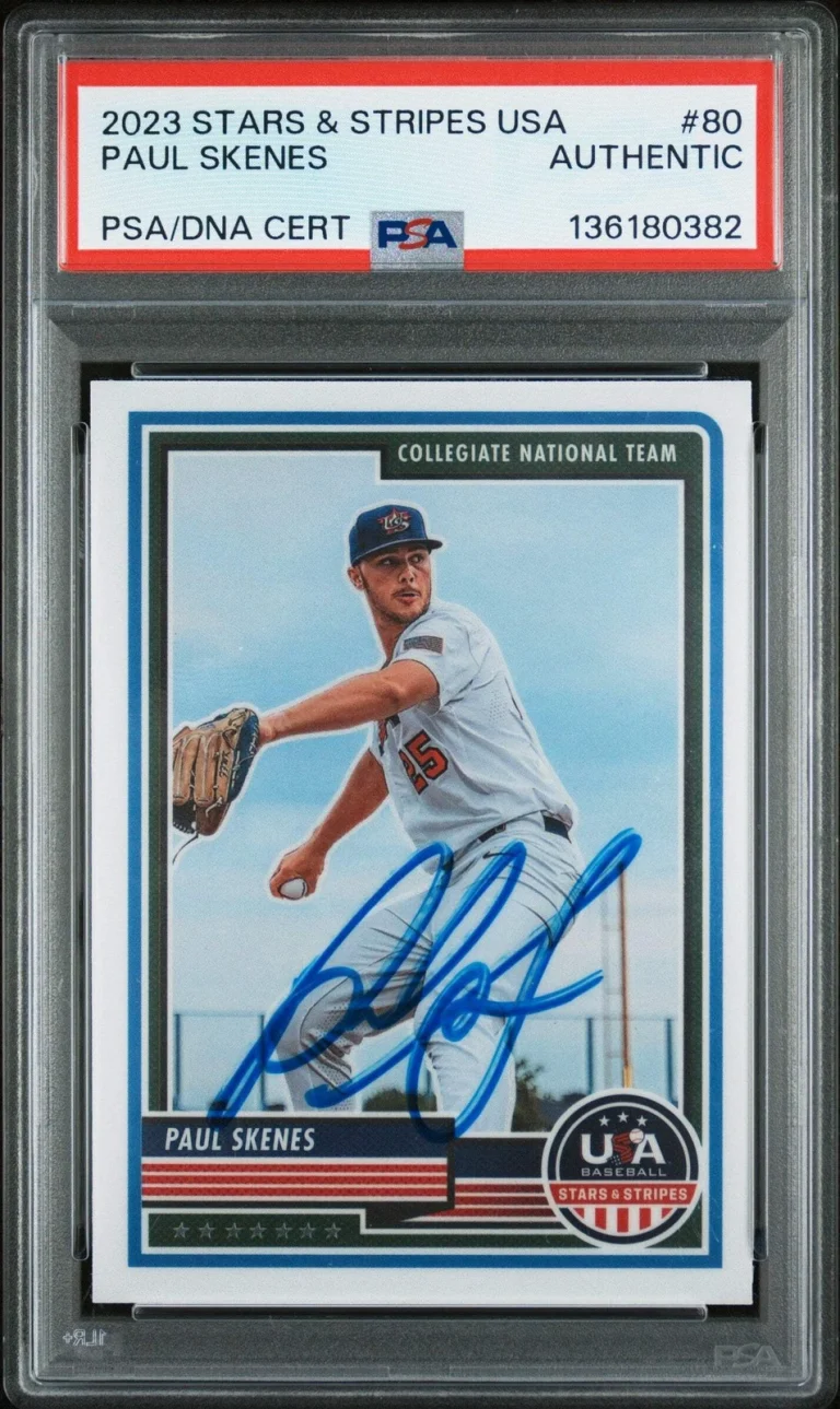 Graded 2023 Panini Stars & Stripes USA Paul Skenes #80 Rookie Card PSA AUTH Auto