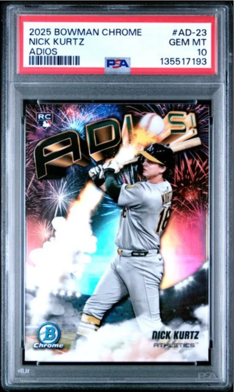 Graded 2025  Bowman Chrome Nick Kurtz #AD23 Adios Rookie RC Baseball Card PSA 10