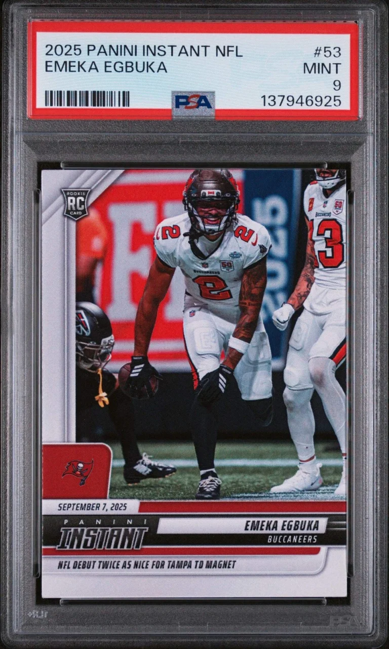 Graded 2025 Panini Instant NFL Emeka Egbuka #53 Rookie RC Football Card PSA 9