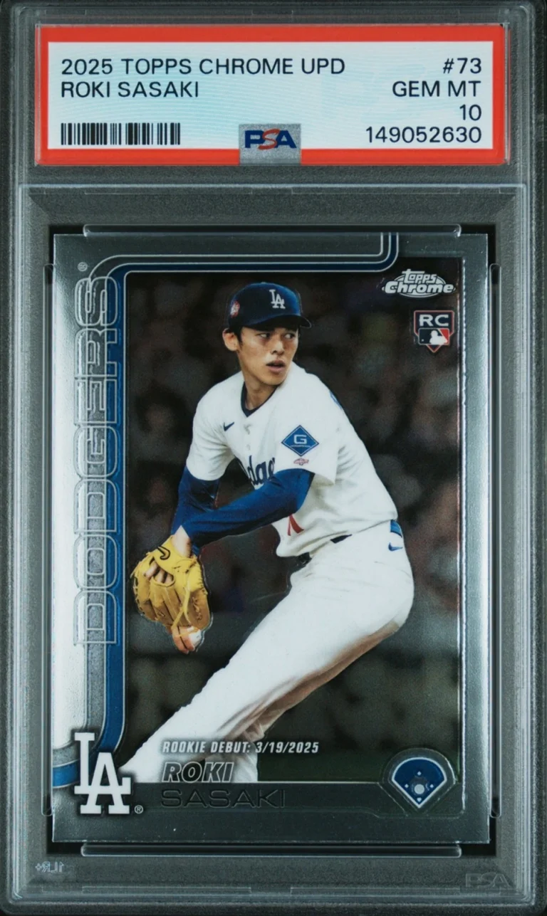 Graded 2025 Topps Chrome Update Roki Sasaki #73 Rookie RC Baseball Card PSA 10