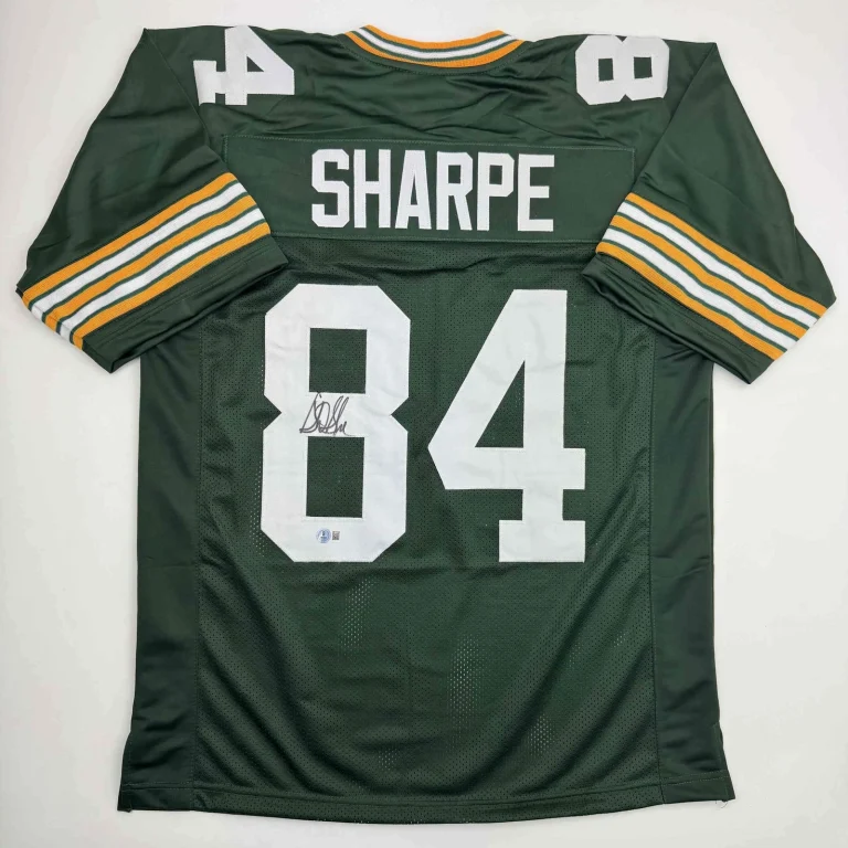 Autographed/Signed Sterling Sharpe Green Bay Green Football Jersey Beckett COA