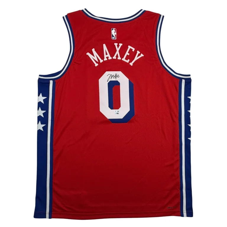 Autographed/Signed Tyrese Maxey Philadelphia 76ers Red Jersey Fanatics COA