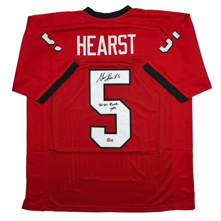Autographed/Signed Garrison Hearst 3232 Yards Georgia Red Jersey Beckett BAS COA
