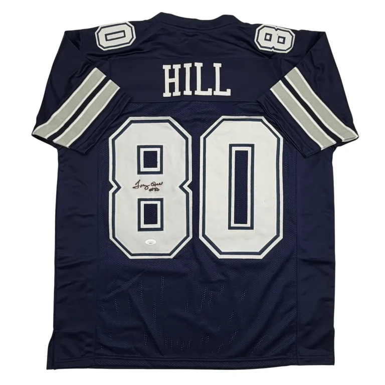 Autographed/Signed Tony Hill Dallas Blue Football Jersey JSA COA