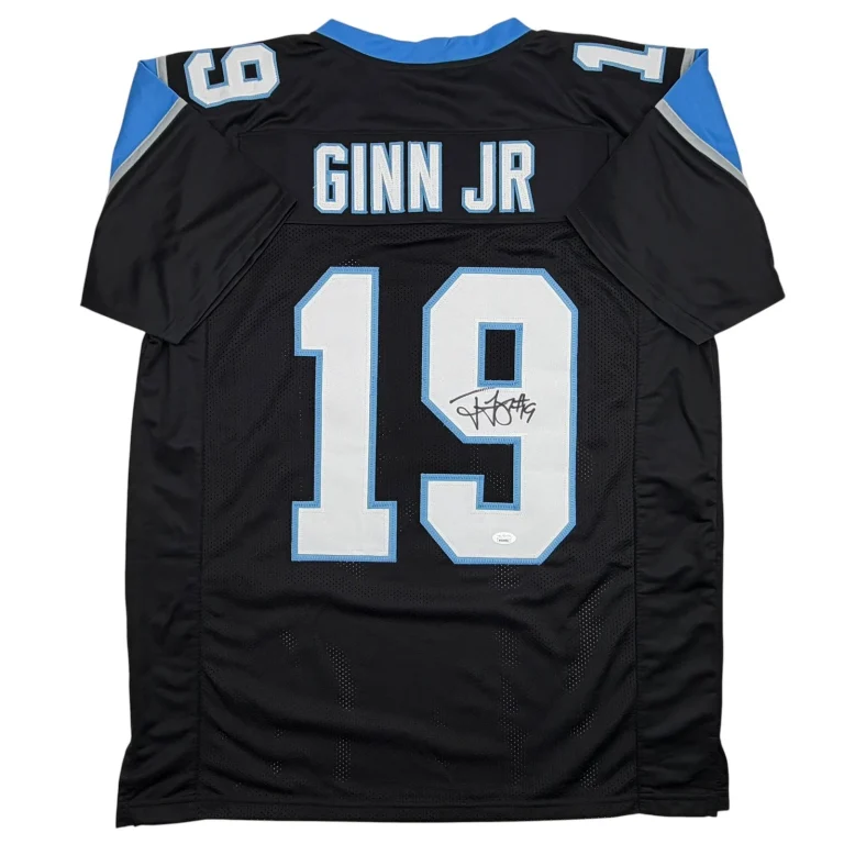 Autographed/Signed Ted Ginn Jr. Carolina Black Football Jersey JSA COA