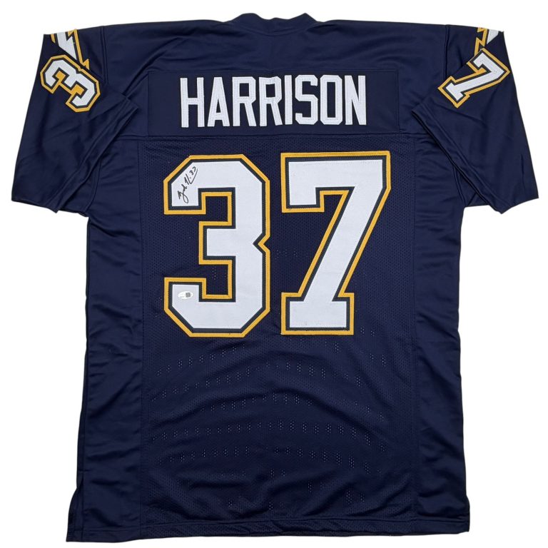 Autographed/Signed Rodney Harrison San Diego Navy Blue Jersey Beckett BAS COA