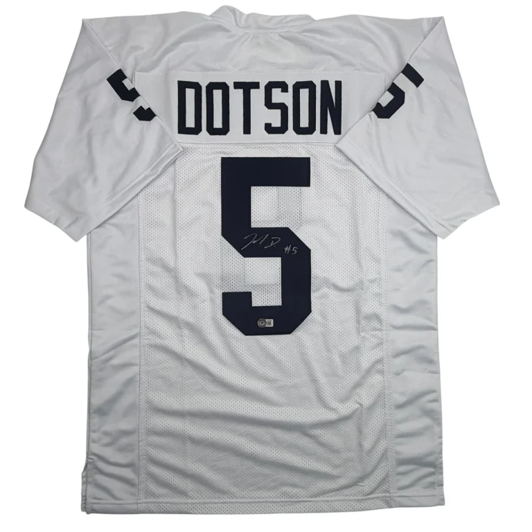 Autographed/Signed Jahan Dotson Penn State White College Jersey Beckett BAS COA