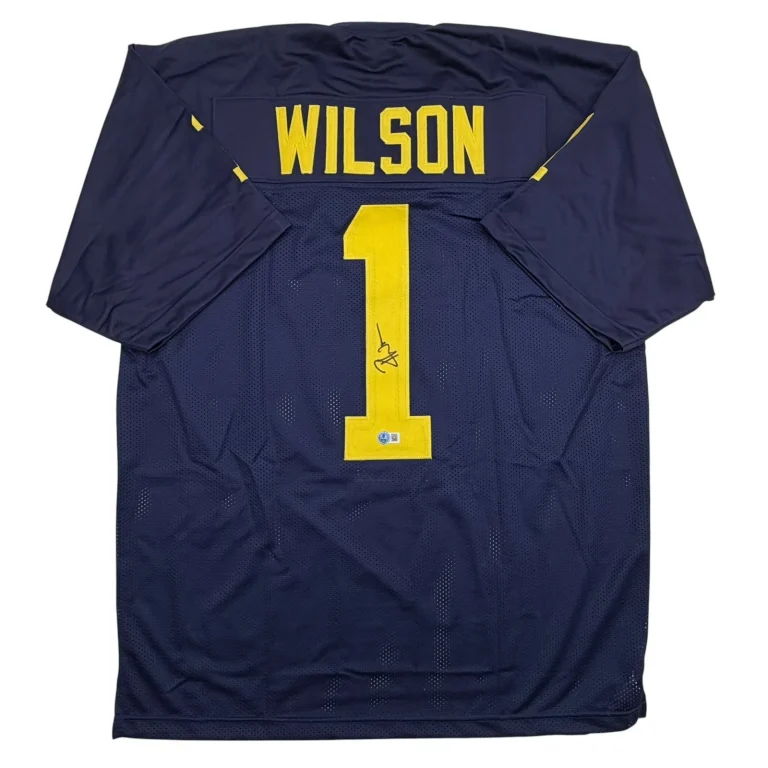 Autographed/Signed Roman Wilson Michigan Blue College Jersey Beckett BAS COA