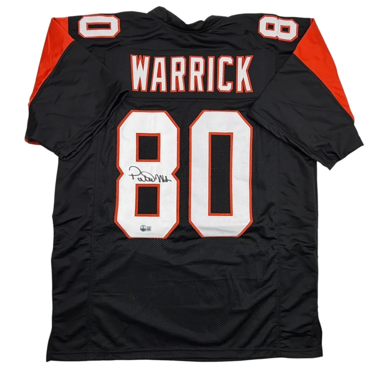 Autographed/Signed Peter Warrick Cincinnati Black Jersey Beckett BAS COA